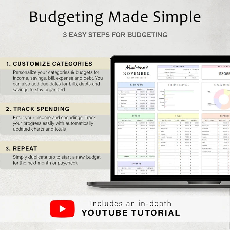Budget Tracker™ for Excel & Google Sheets (all currencies)