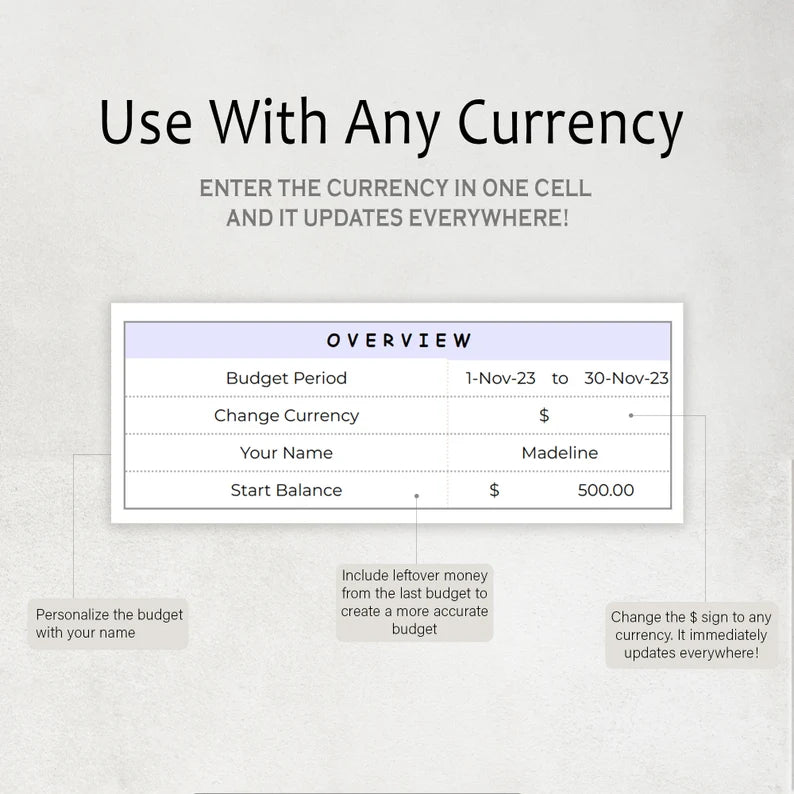 Budget Tracker™ for Excel & Google Sheets (all currencies)