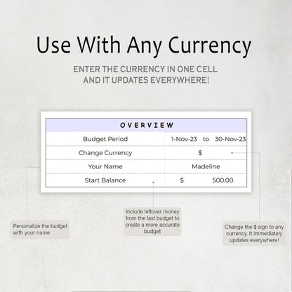 Budget Tracker™ for Excel & Google Sheets (all currencies)